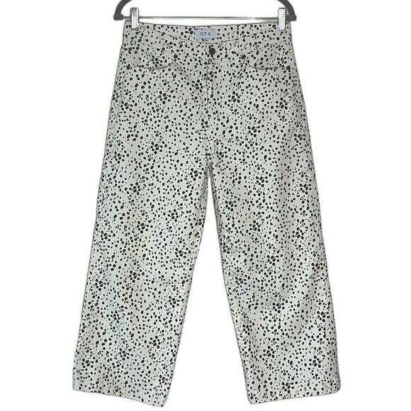 OTG HIGH-RISE WIDE LEG  CROPPED ANIMAL‎ PRINT DENIM SIZE 8 - Picture 1 of 8
